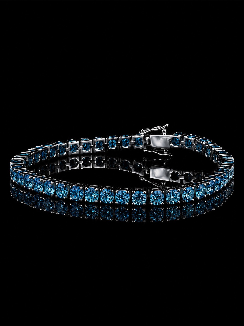 925 Silver, 5.6CTW Royal Blue Moissanite Tennis Bracelet - 7"